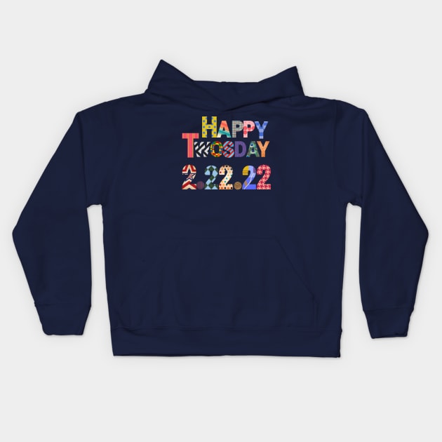 Happy Twosday 2-22-22 quilt Kids Hoodie by WearablePSA